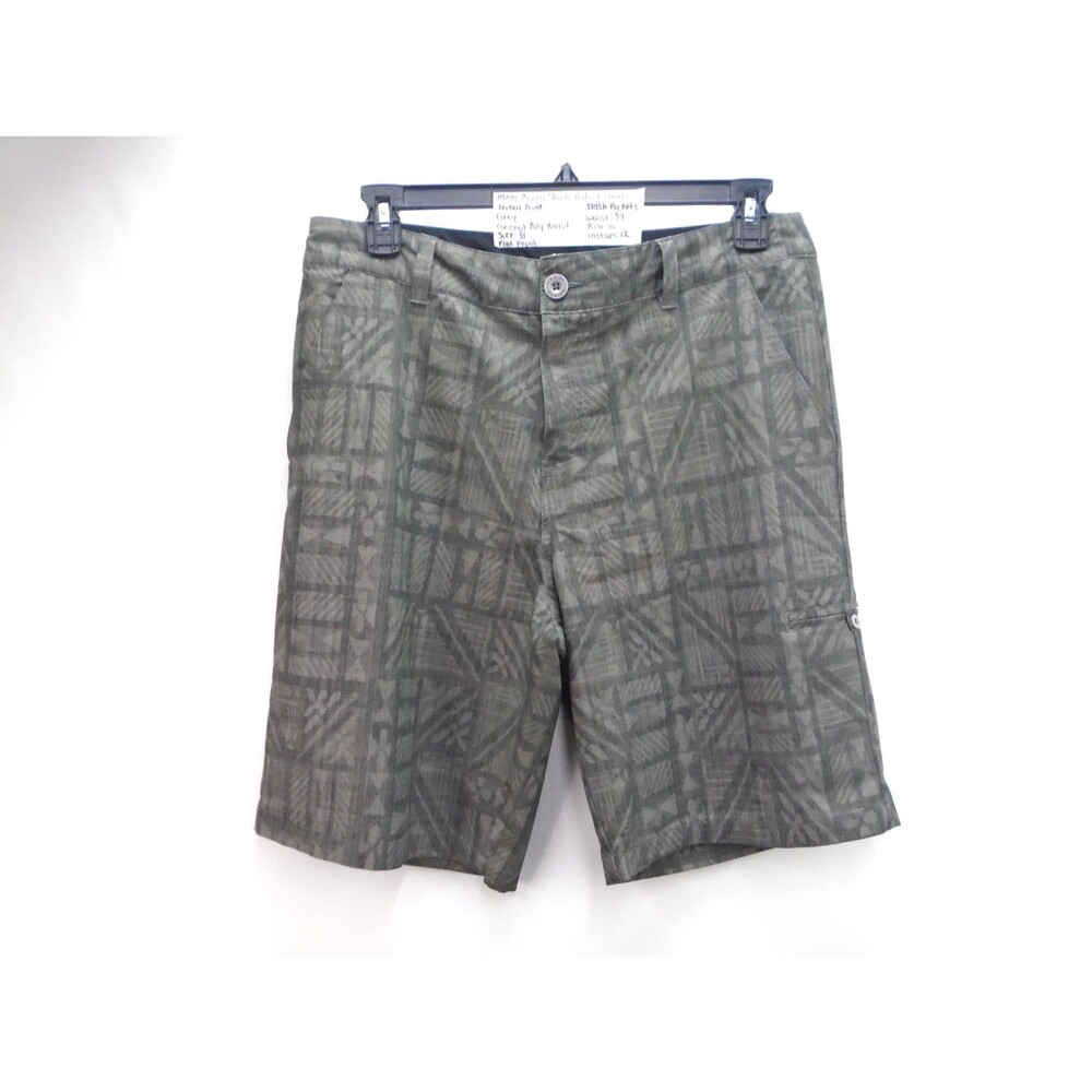 Crazy Shirts Mens Hybrid Shorts Size 33 Grey Tribal Print Coconut Poly Blend